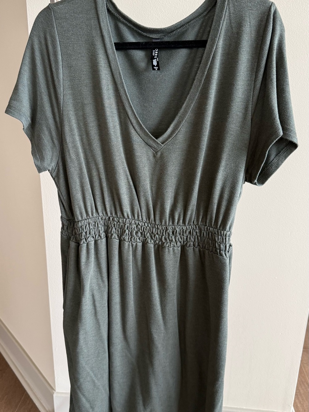 torrid Olive V-Neck Smocked Waist Tunic